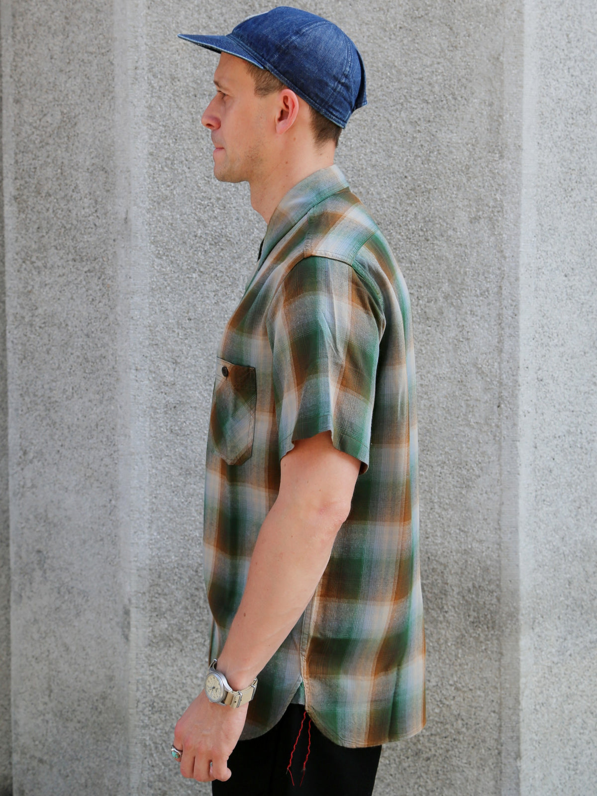 Sugar Cane Rayon Twill Check SS Work Shirt – Green (SC39726)