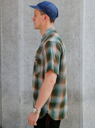 Sugar Cane Rayon Twill Check SS Work Shirt – Green (SC39726)