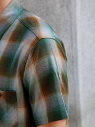 Sugar Cane Rayon Twill Check SS Work Shirt – Green (SC39726)