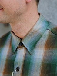 Sugar Cane Rayon Twill Check SS Work Shirt – Green (SC39726)