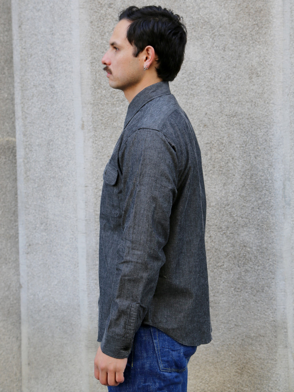 Sugar Cane LS Work Shirt Chambray – Black (SC29159)