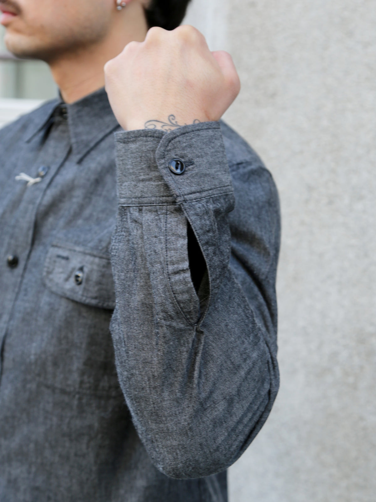 Sugar Cane LS Work Shirt Chambray – Black (SC29159)