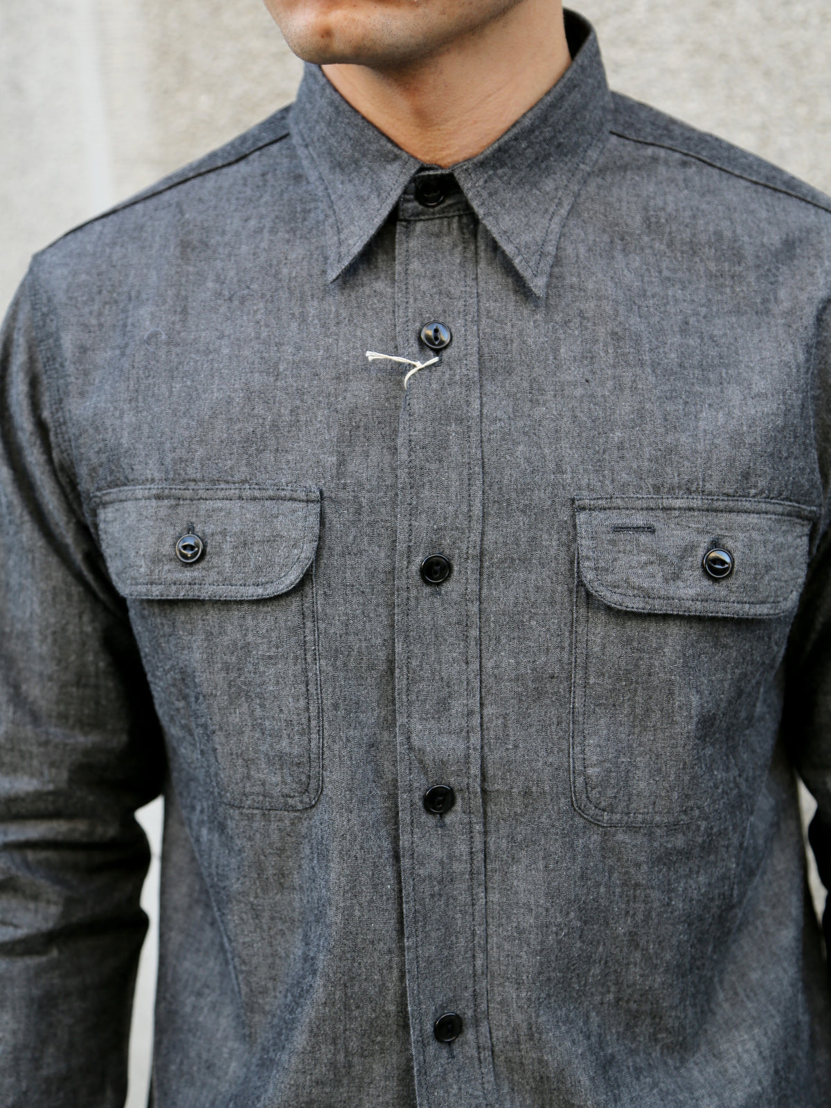 Sugar Cane LS Work Shirt Chambray – Black (SC29159)