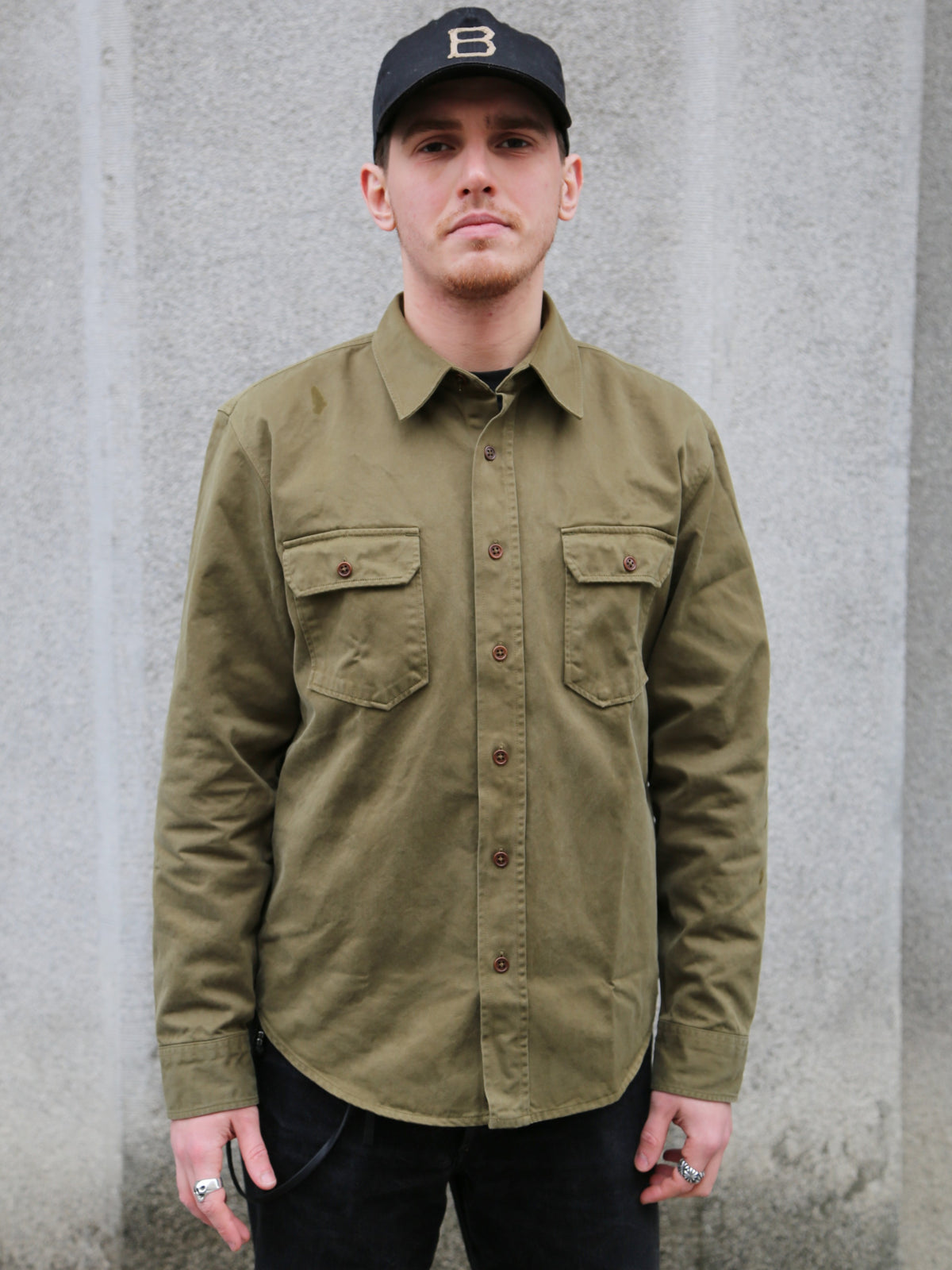 Indigofera Alamo Shirt Cotton Twill – Olive (6295-523-63)