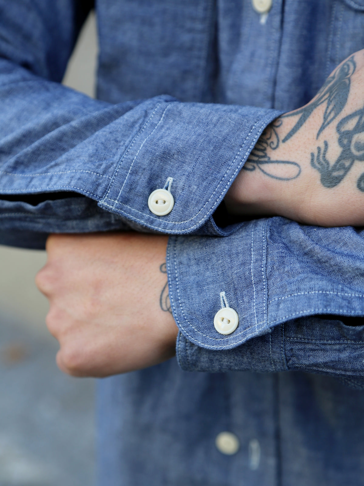 Sugar Cane LS Work Shirt Chambray – Indigo (SC27850)