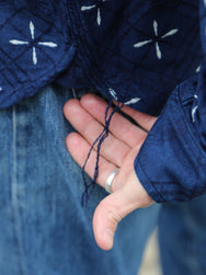 Samurai Jeans "Kingyo" Jacquard Work Shirt – Natural Indigo (SSS25-02W)