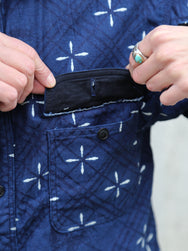 Samurai Jeans "Kingyo" Jacquard Work Shirt – Natural Indigo (SSS25-02W)