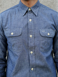 Sugar Cane LS Work Shirt Chambray – Indigo (SC27850)