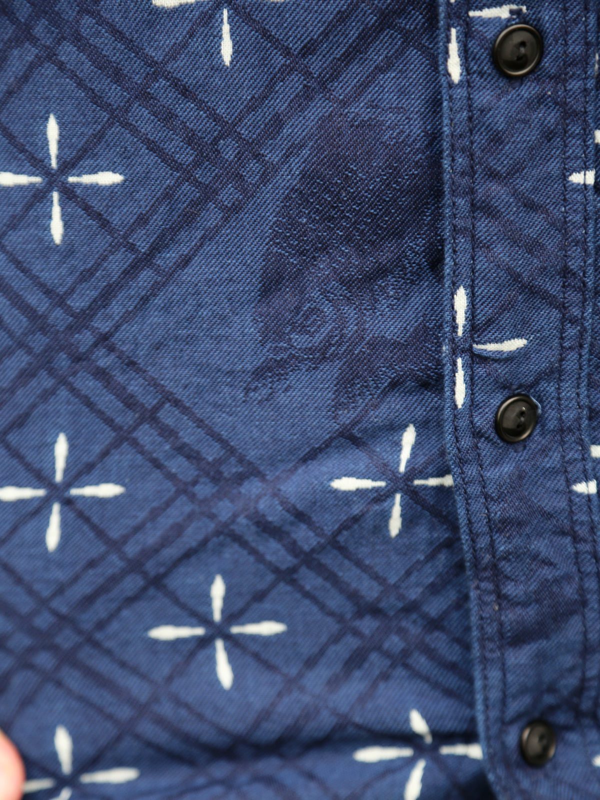 Samurai Jeans "Kingyo" Jacquard Work Shirt – Natural Indigo (SSS25-02W)