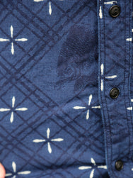 Samurai Jeans "Kingyo" Jacquard Work Shirt – Natural Indigo (SSS25-02W)