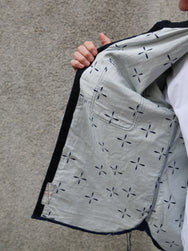 Samurai Jeans "Kingyo" Jacquard Work Shirt – Natural Indigo (SSS25-02W)