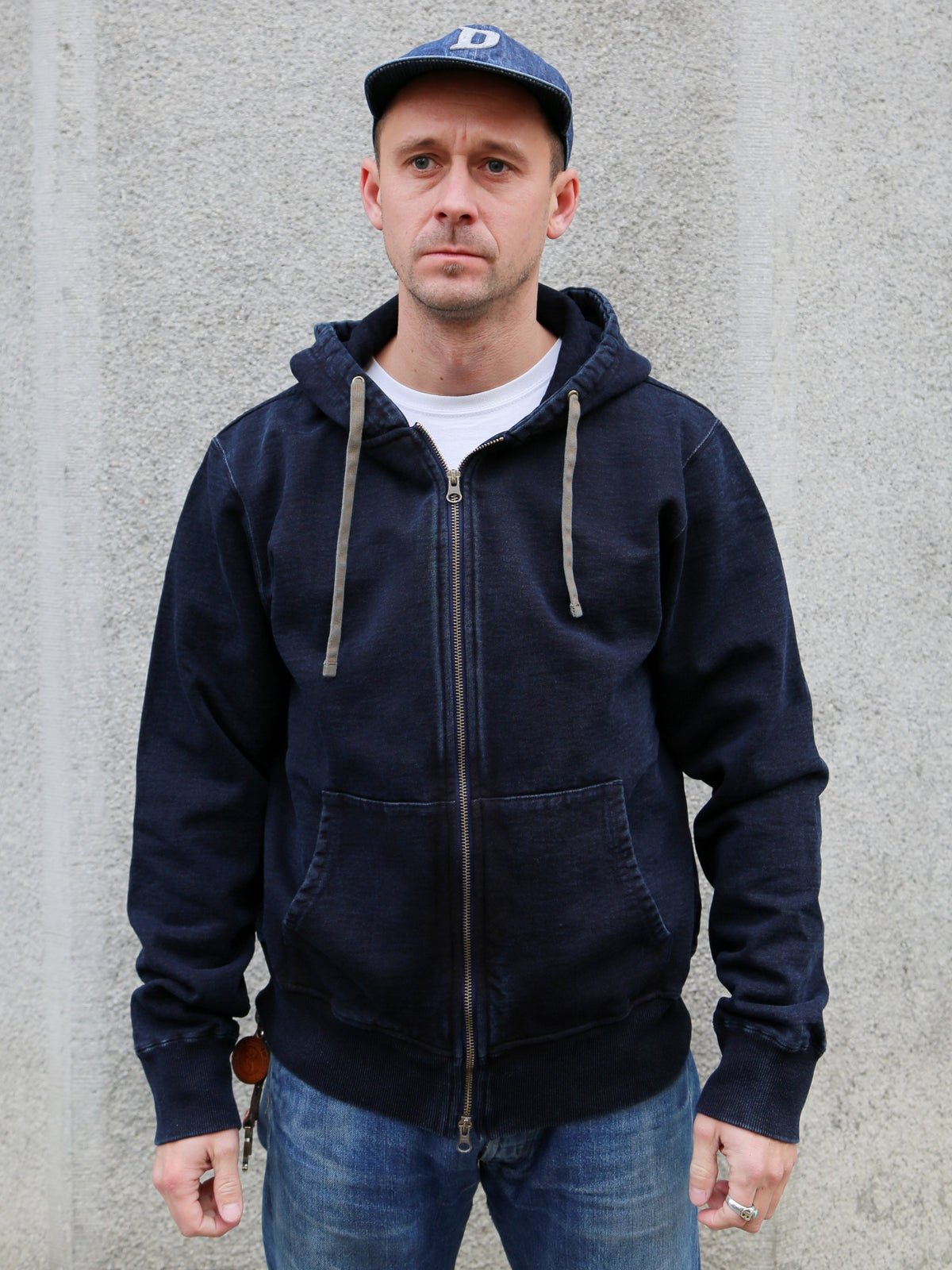 Samurai Jeans Heavyweight Hoodie – Natural Indigo/Kakishibu (SIS25-102)