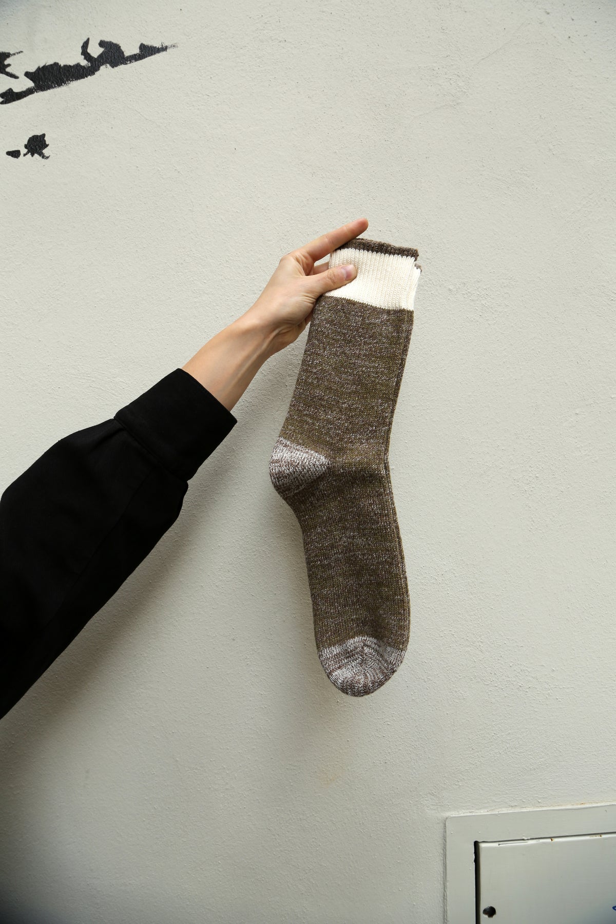 Homespun Knitwear Dustbowl Work Sock (Lot.009) - Olive/Brown