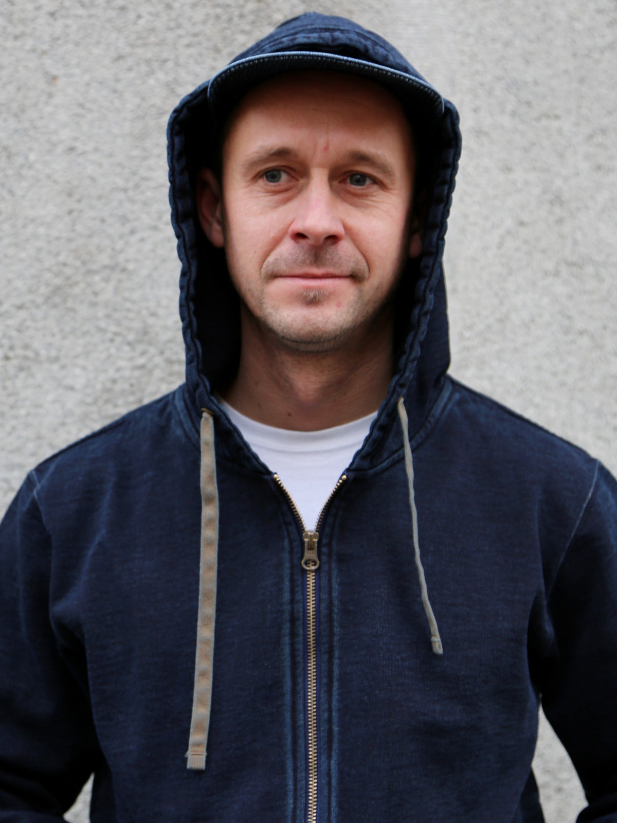 Samurai Jeans Heavyweight Hoodie – Natural Indigo/Kakishibu (SIS25-102)