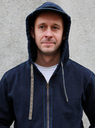 Samurai Jeans Heavyweight Hoodie – Natural Indigo/Kakishibu (SIS25-102)