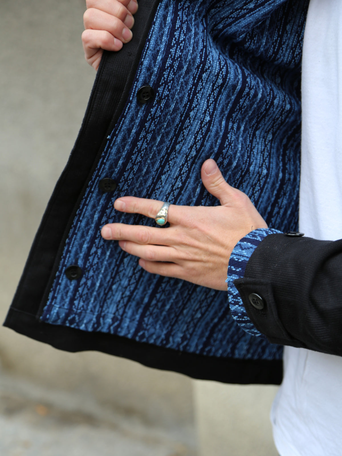 Samurai Jeans Baseball Shirt Liner – Indigo Stripe (SJCJK25-LNR)