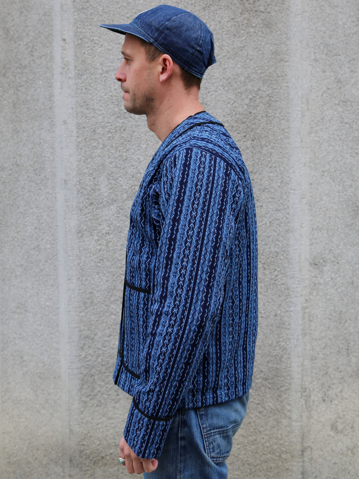 Samurai Jeans Baseball Shirt Liner – Indigo Stripe (SJCJK25-LNR)