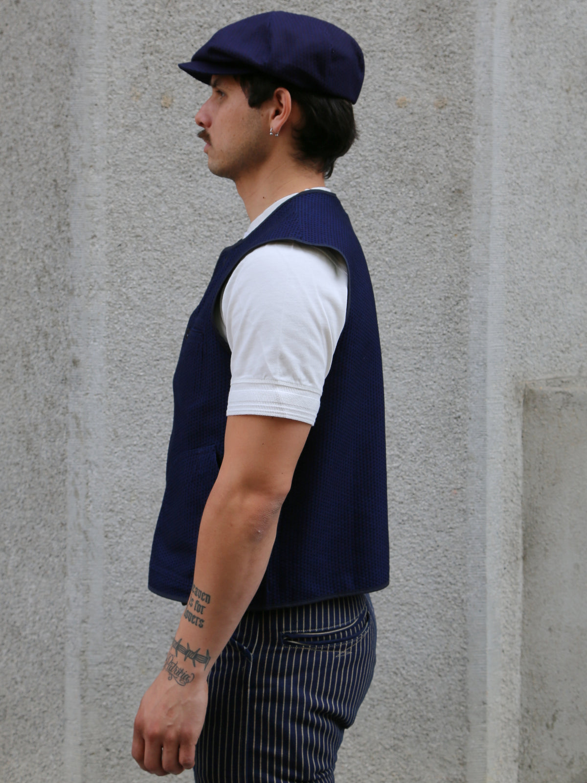 Black Sign “Sashiko” Sergeants Vest – Deep Indigo (BSSV-24203)