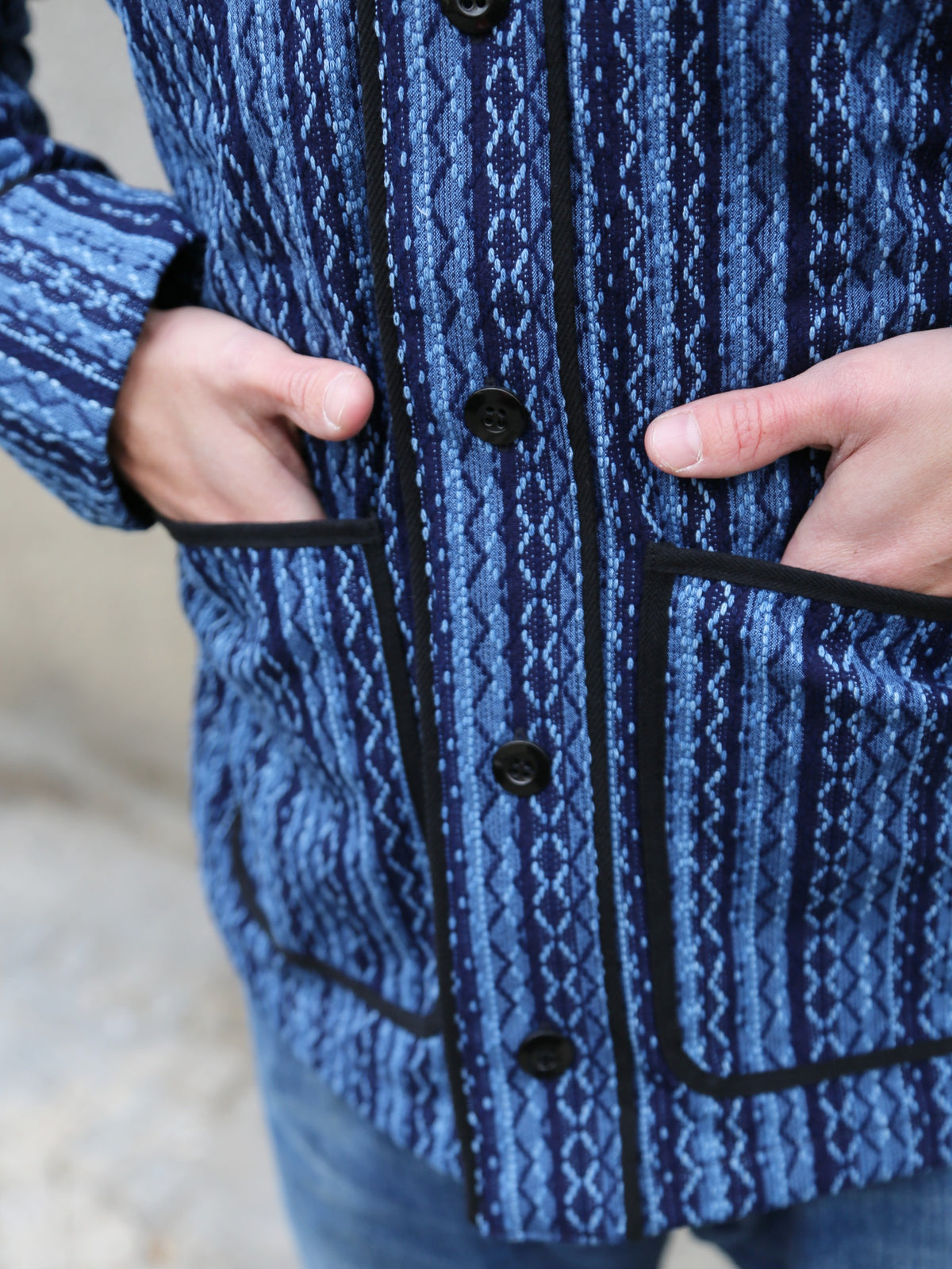 Samurai Jeans Baseball Shirt Liner – Indigo Stripe (SJCJK25-LNR)