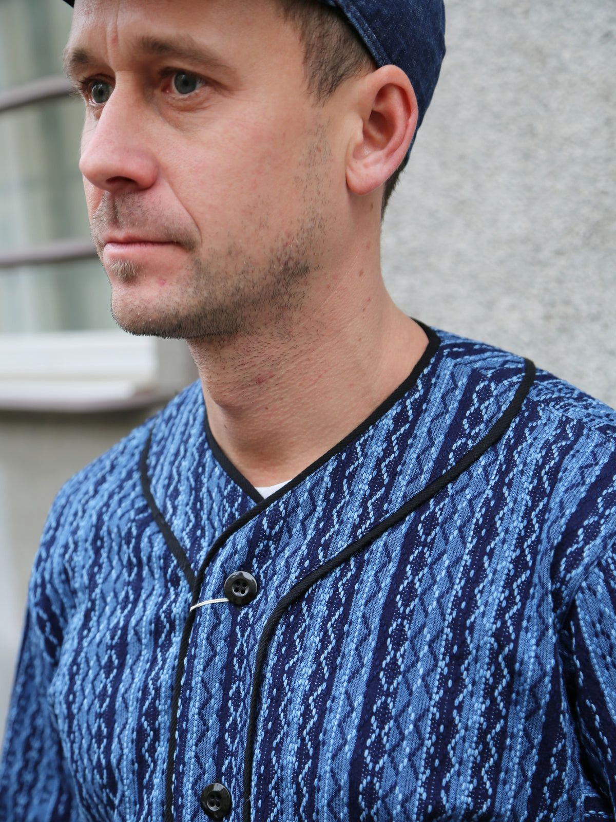 Samurai Jeans Baseball Shirt Liner – Indigo Stripe (SJCJK25-LNR)