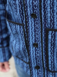 Samurai Jeans Baseball Shirt Liner – Indigo Stripe (SJCJK25-LNR)