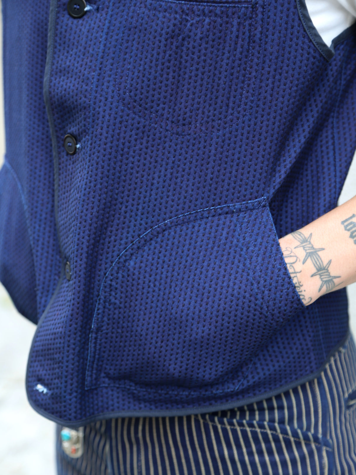 Black Sign “Sashiko” Sergeants Vest – Deep Indigo (BSSV-24203)