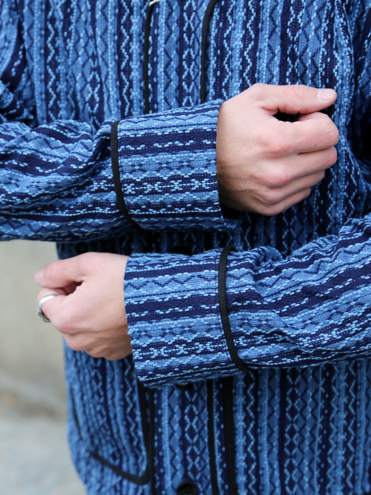 Samurai Jeans Baseball Shirt Liner – Indigo Stripe (SJCJK25-LNR)