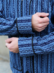 Samurai Jeans Baseball Shirt Liner – Indigo Stripe (SJCJK25-LNR)