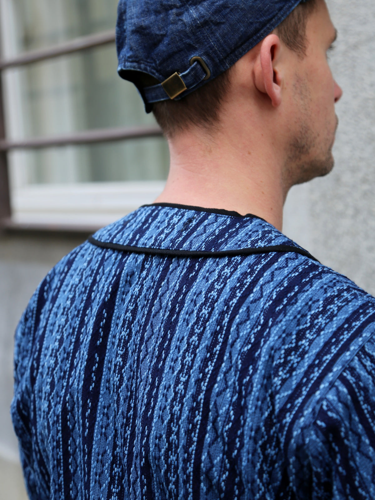 Samurai Jeans Baseball Shirt Liner – Indigo Stripe (SJCJK25-LNR)