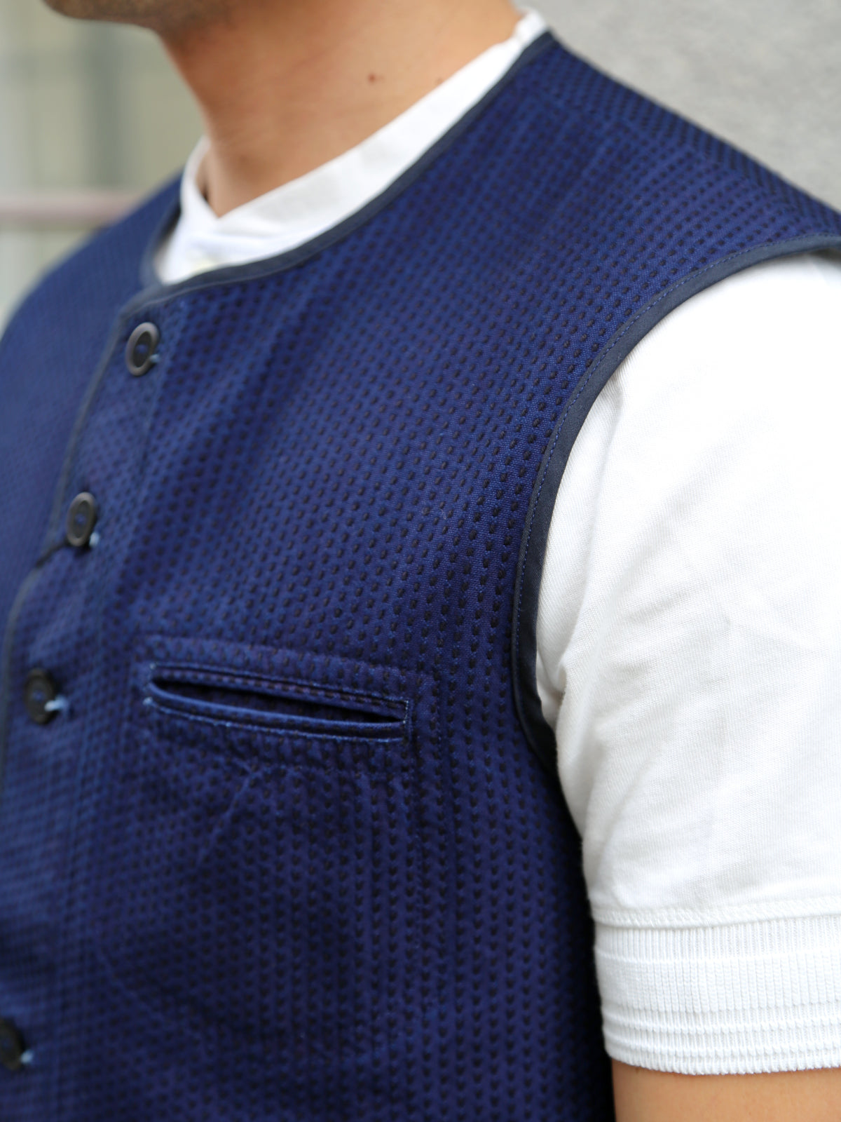 Black Sign “Sashiko” Sergeants Vest – Deep Indigo (BSSV-24203)