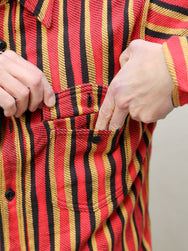 Samurai Jeans SDN23-01W Heavyweight "Drunk Stripe" Flannel Shirt - Red