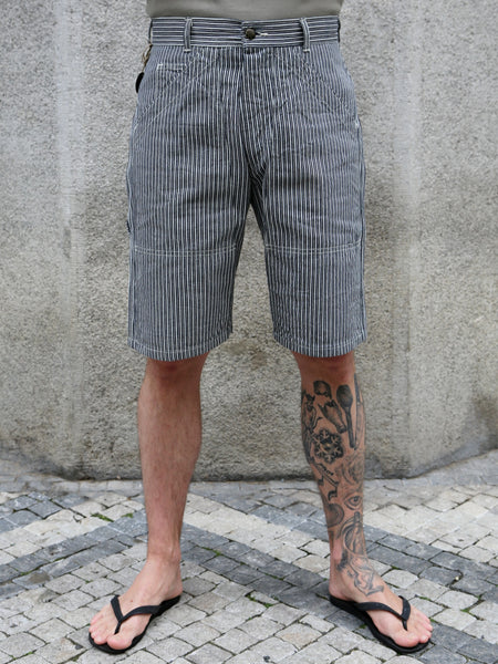 Sugar Cane Fiction Romance 6oz. Double Knee Shorts – Indigo Stripe (SC52640)