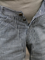 Sugar Cane Fiction Romance 6oz. Double Knee Shorts – Indigo Stripe (SC52640)
