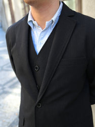 Hansen Garments CHARLIE Easy Two Button Classic Blazer – Wool Pin Black (32-65-2)