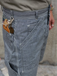 Sugar Cane Fiction Romance 6oz. Double Knee Shorts – Indigo Stripe (SC52640)