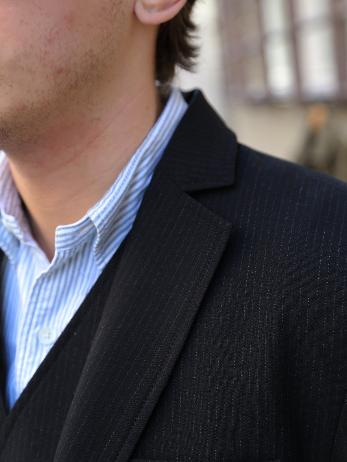 Hansen Garments CHARLIE Easy Two Button Classic Blazer – Wool Pin Black (32-65-2)