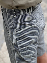 Sugar Cane Fiction Romance 6oz. Double Knee Shorts – Indigo Stripe (SC52640)