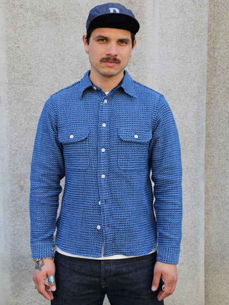 Samurai SSS24-01W Natural Indigo Sashiko Workshirt (Overseas Edition)