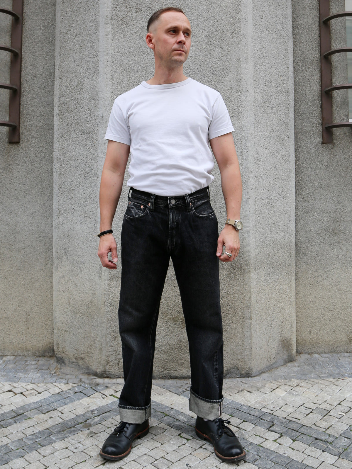 Sugar Cane 14.25oz Black Denim Jeans 1947 Regular Straight – Hard Wash (SC42460H)