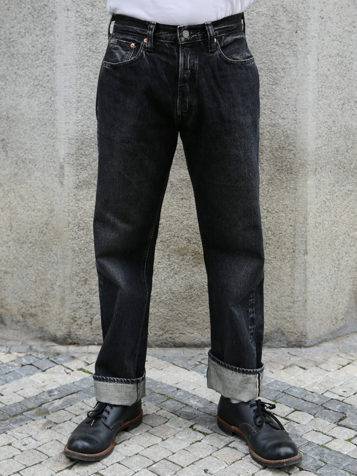 Sugar Cane 14.25oz Black Denim Jeans 1947 Regular Straight – Hard Wash (SC42460H)