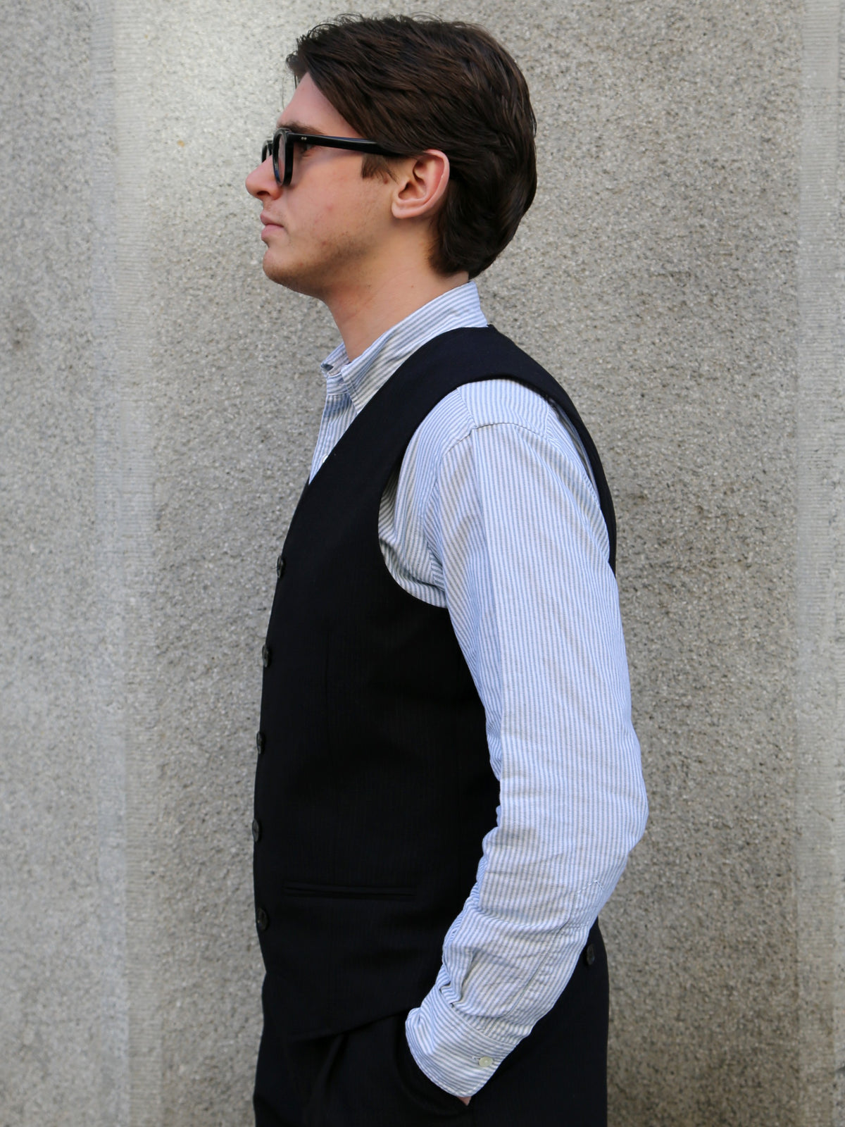 Hansen Garments DANIEL Classic Waistcoat – Wool Pin Black (32-65-2)