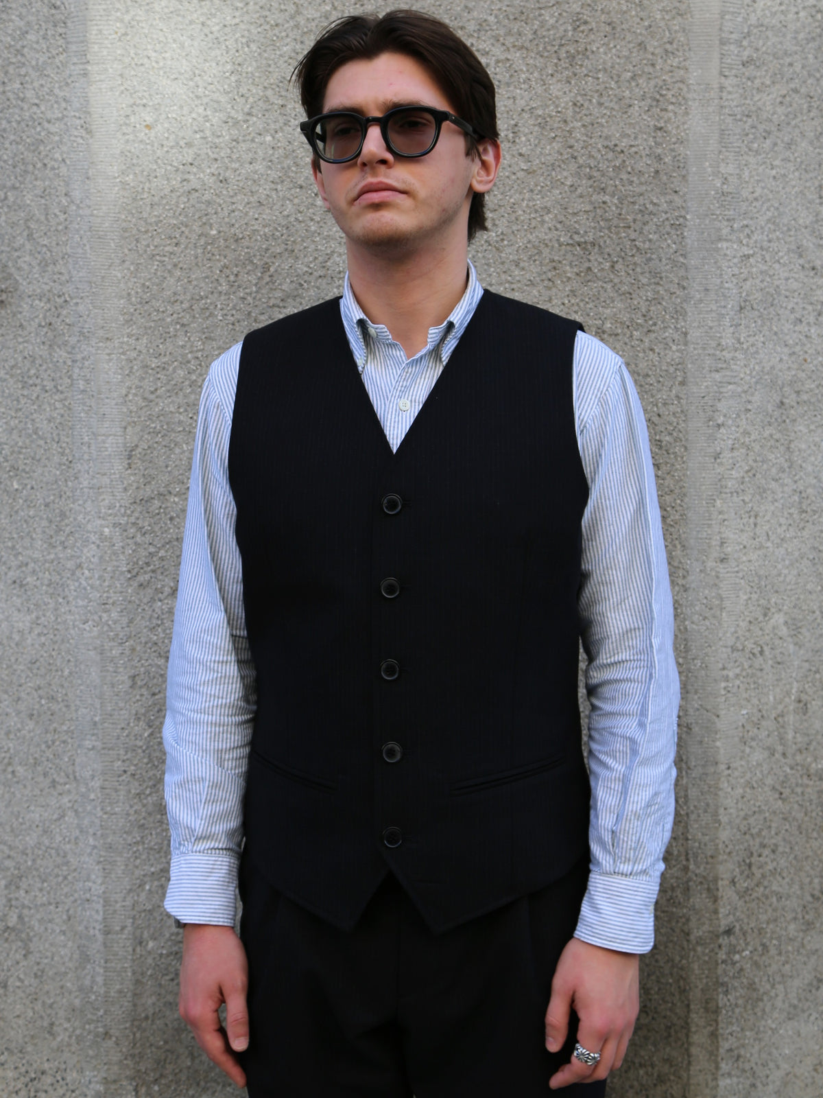 Hansen Garments DANIEL Classic Waistcoat – Wool Pin Black (32-65-2)