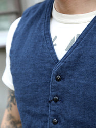 Black Sign Rasp Dobby Antique Vest – Blue Moon (BSSV-25202)