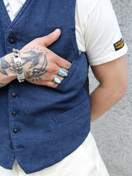Black Sign Rasp Dobby Antique Vest – Blue Moon (BSSV-25202)