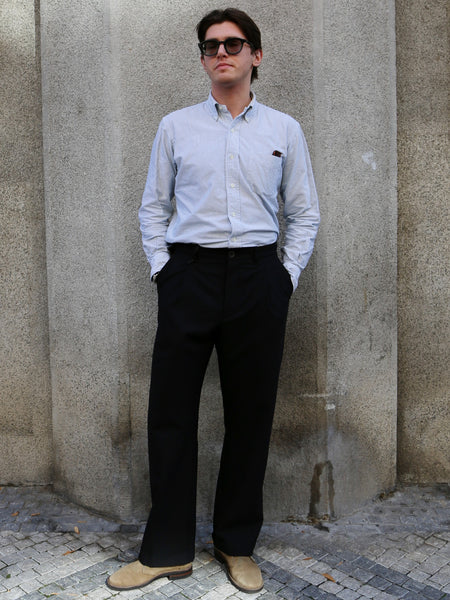 Hansen Garments SUNE Pleated Classic Trousers – Wool Pin Black (32-65-2)