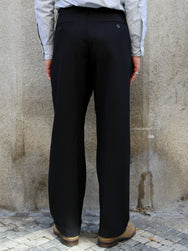 Hansen Garments SUNE Pleated Classic Trousers – Wool Pin Black (32-65-2)