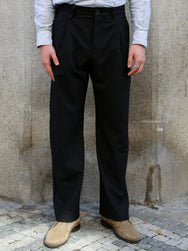 Hansen Garments SUNE Pleated Classic Trousers – Wool Pin Black (32-65-2)