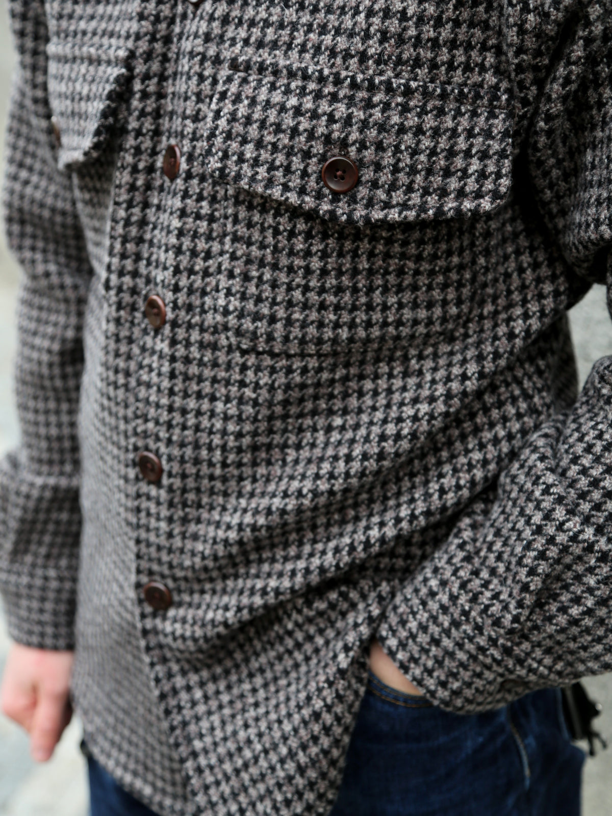 Fleurs de Bagne La Surchemise „Baroudeur“ Pied De Poule – Chine Chocolat (FDB-OVSH-BRDR-003)