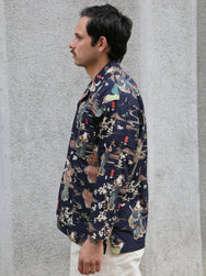 Black Sign “Kuniyoshi Utagawa” Three Quarter Sleeve Night Hawaiian Shirt – Sumidagawa-no-Asagiri (BSSL-25110)
