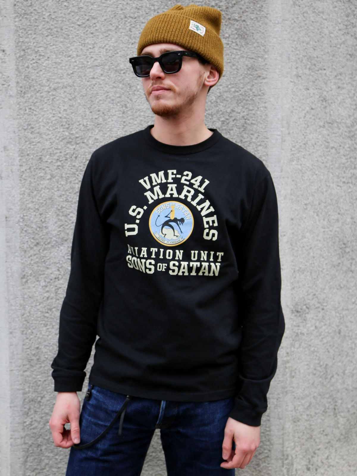 Buzz Rickson's LS T-Shirt VMF-241 Sons Of Satan – Black (BR69627)